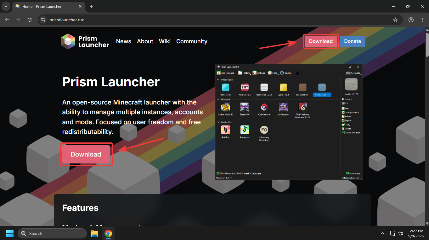Prism Launcher Homepage