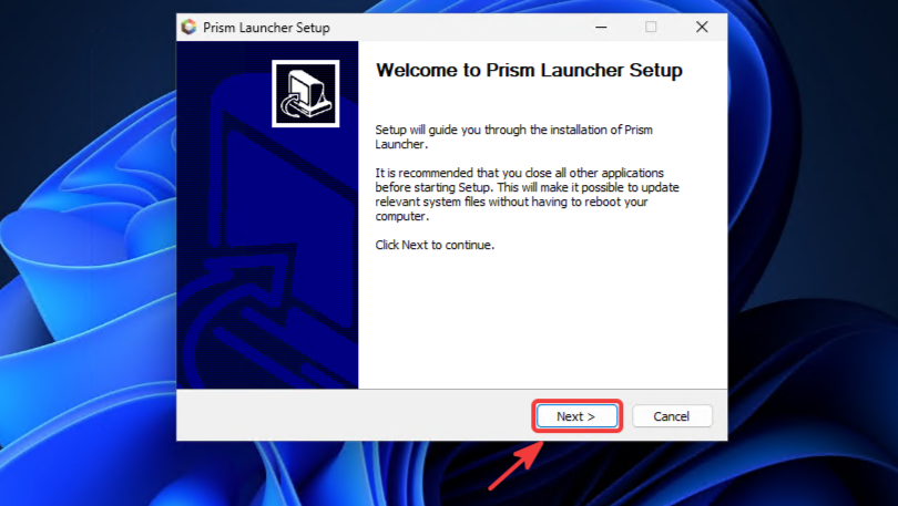 Setup Wizard Welcome screen